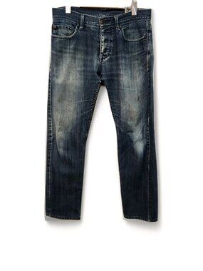 Armani Exchange Men J127 Low Rise Slim Slim Jeans Blue 32R (32x31) Distressed